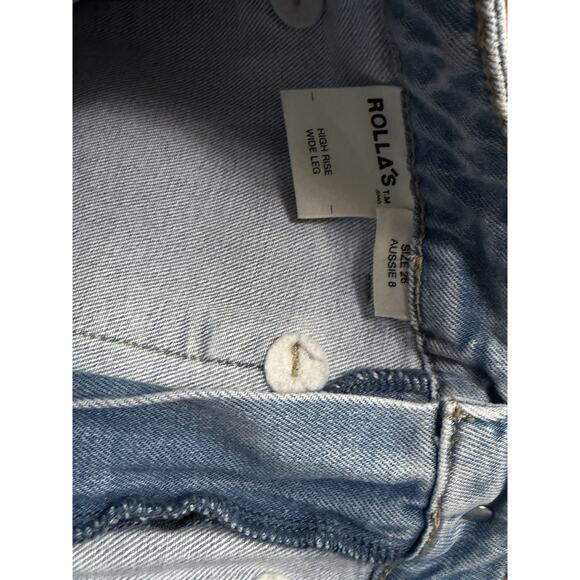 Rolla’s Sailor High Rise Wide Leg Ankle Length Jeans, Light Blue Wash, Sz 26 - Picture 3 of 4